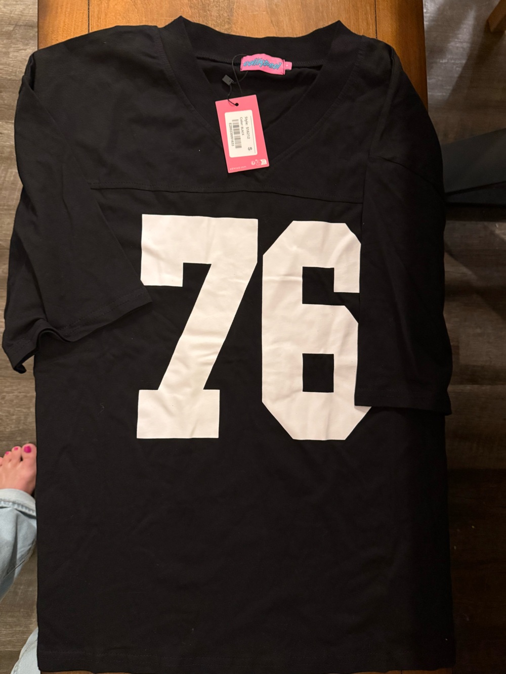 Edikted Black Short-Sleeve Tee with White '76' Graphic